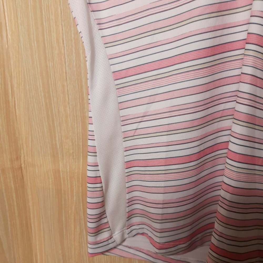 Adidas Women's Clima Cool Pink Striped Polo. Small - Picture 3 of 6